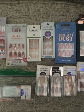 Lot of 10 Press On Nail Sets - Kiss, Impress, Dashing Diva, & More